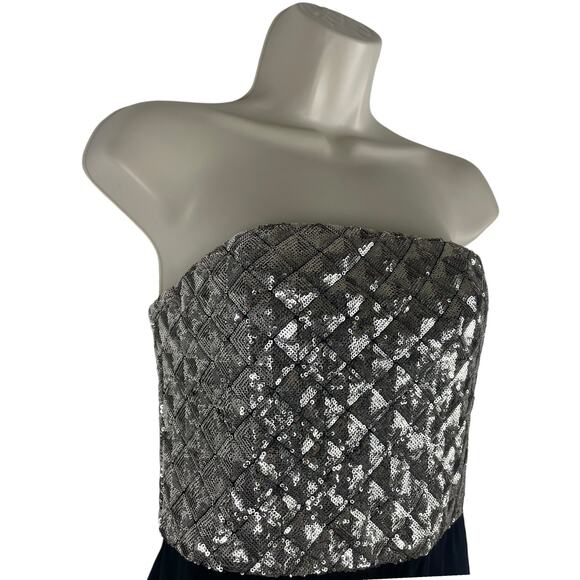 Mango MNG Strapless Sequin Quilted One Piece Jumpsuit Gold Black Size S - Picture 6 of 11